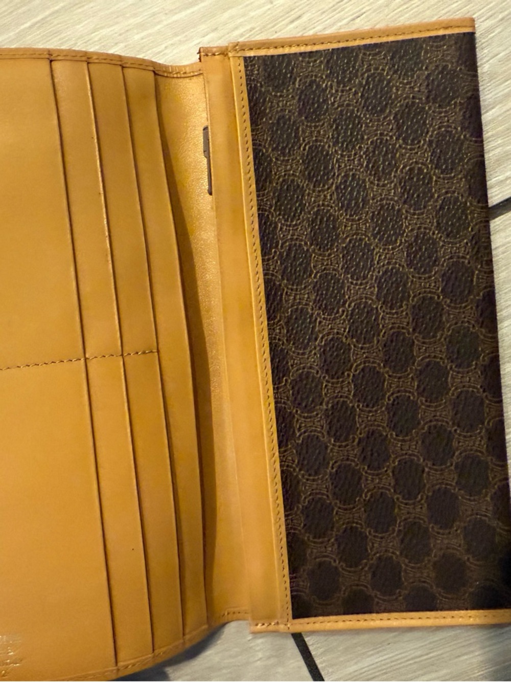 Preloved Celine Brown Signature Long Wallet with Tan Trim - Picture 10 of 16